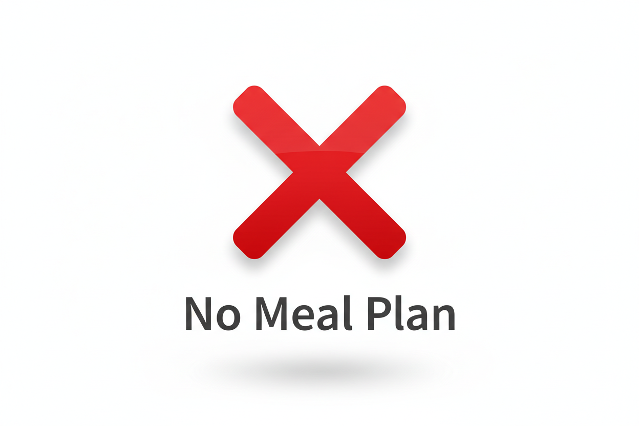 No meal plan and use an X in red